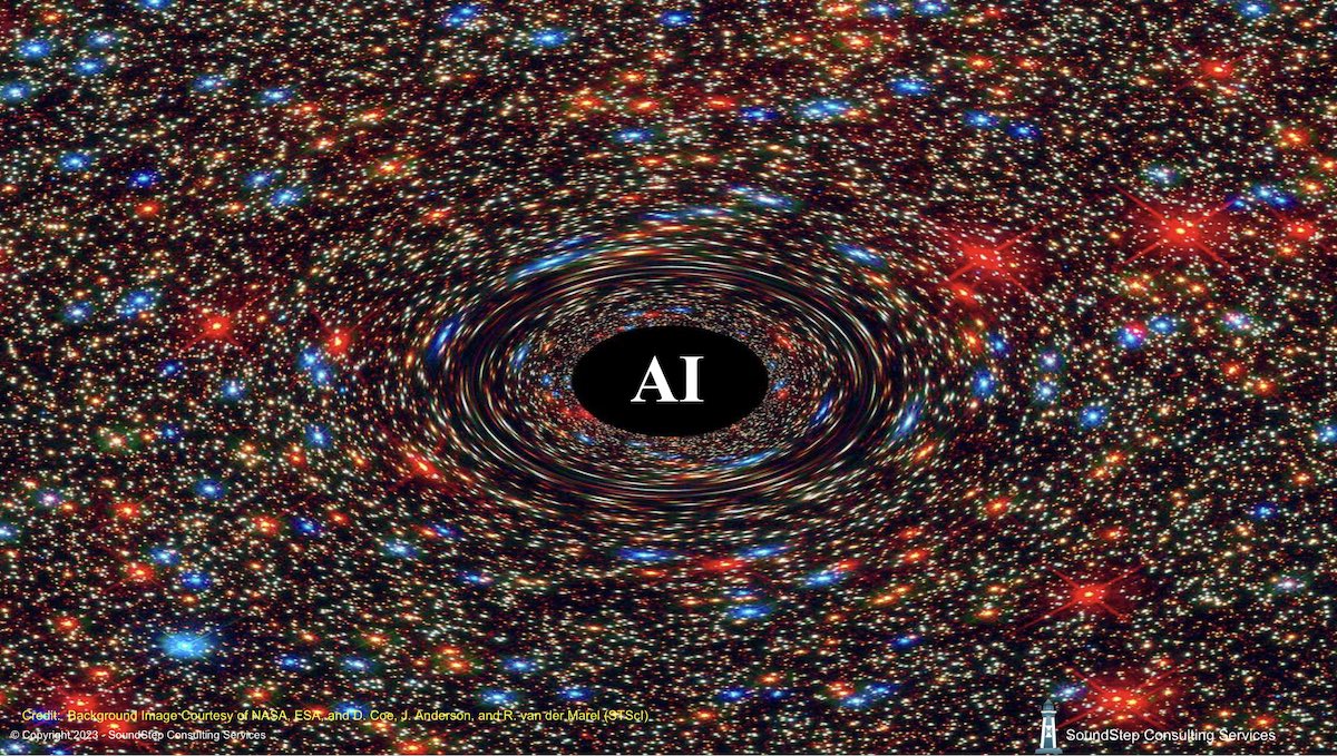 AI Against a Background of a Black hole and Galaxies from NASA